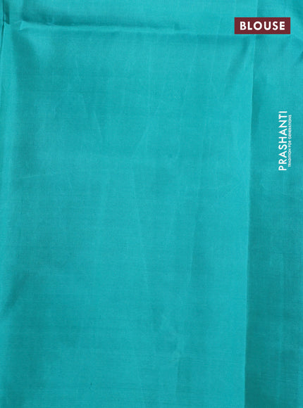 Pure soft silk saree lime green and teal green with allover silver zari woven brocade weaves in borderless style