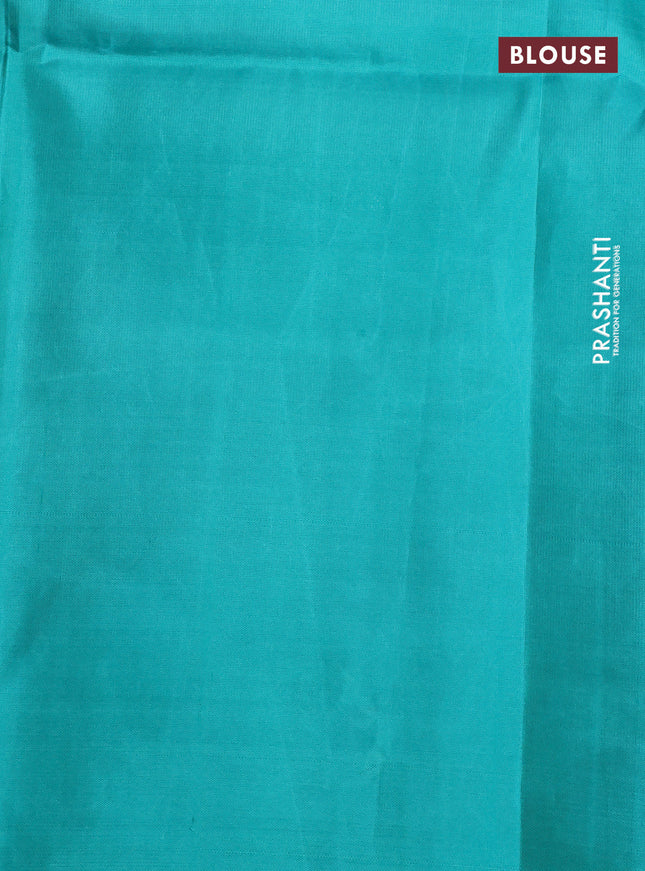 Pure soft silk saree lime green and teal green with allover silver zari woven brocade weaves in borderless style