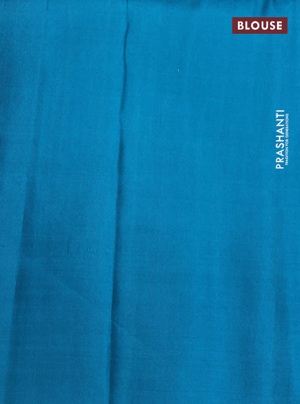 Pure soft silk saree peach pink and cs blue with allover silver zari woven brocade weaves in borderless style