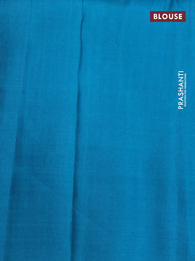 Pure soft silk saree peach pink and cs blue with allover silver zari woven brocade weaves in borderless style