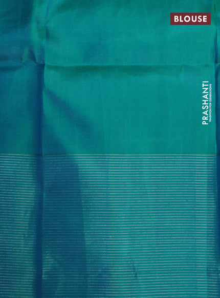 Pure soft silk saree wine shade and teal blue with allover silver zari woven brocade weaves and zari woven border
