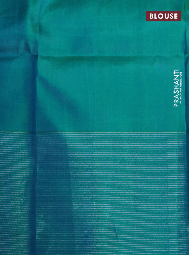 Pure soft silk saree wine shade and teal blue with allover silver zari woven brocade weaves and zari woven border