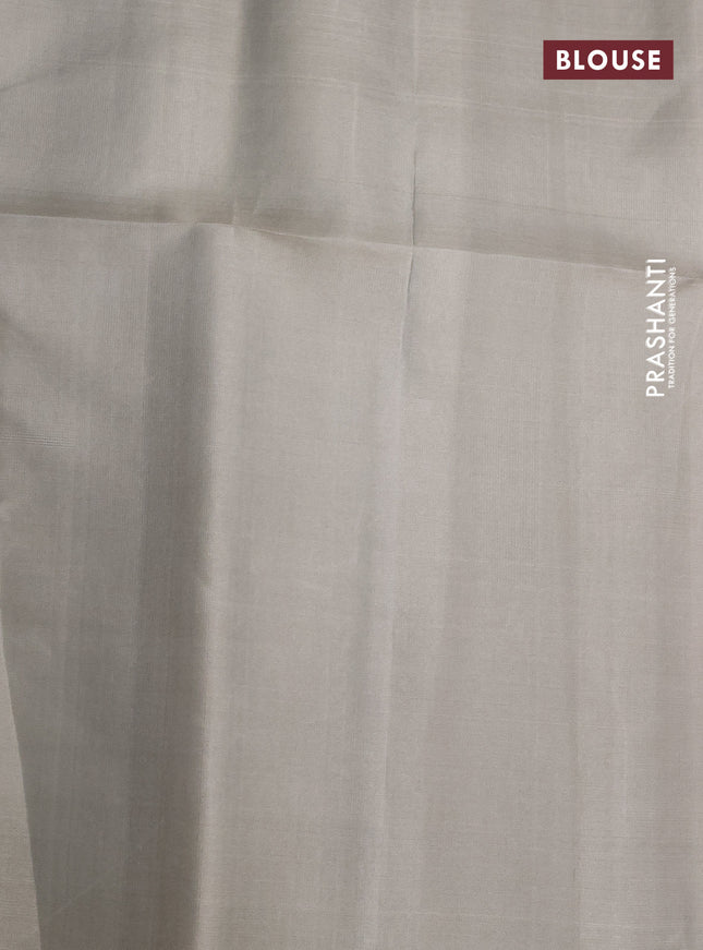 Pure soft silk saree blue and grey shade with alloven silver zari woven brocade weaves and long zari woven border