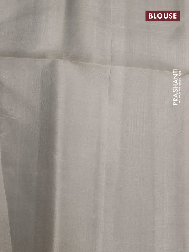 Pure soft silk saree blue and grey shade with alloven silver zari woven brocade weaves and long zari woven border