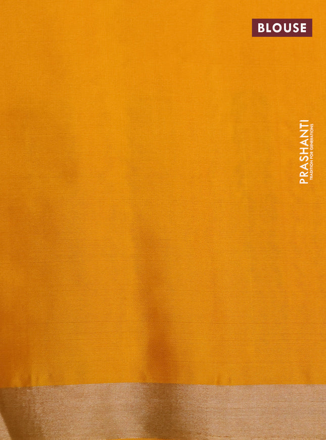 Pure soft silk saree mango yellow with silver zari woven buttas and thread & zari woven border