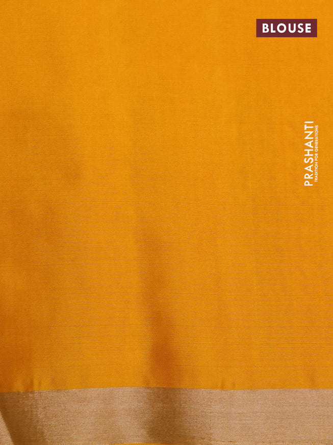 Pure soft silk saree mango yellow with silver zari woven buttas and thread & zari woven border