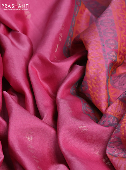 Pure soft silk saree pink with zari woven buttas and thread & zari woven border