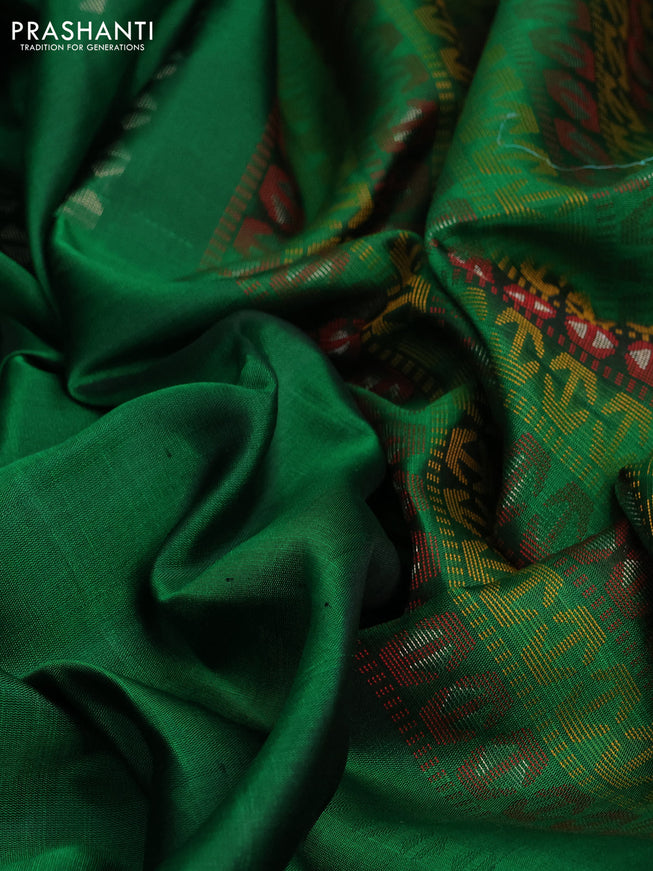 Pure soft silk saree green with zari woven buttas and thread & zari woven border
