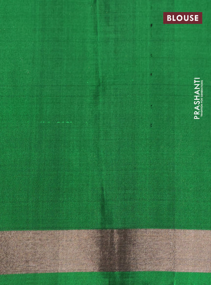 Pure soft silk saree dark magenta pink and green with zari woven buttas and long zari woven border