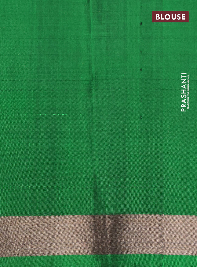 Pure soft silk saree dark magenta pink and green with zari woven buttas and long zari woven border