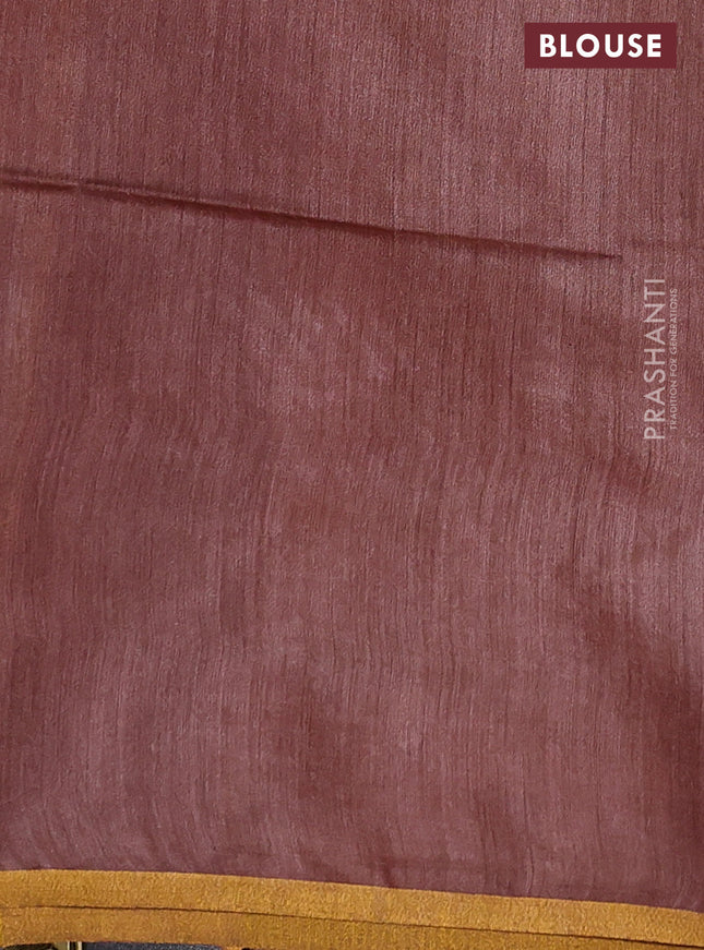 Munga tussar silk saree brown with allover zari woven buttas and zari woven border