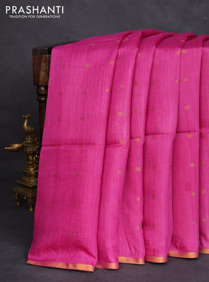 Munga tussar silk saree pink with allover zari woven buttas and zari woven border