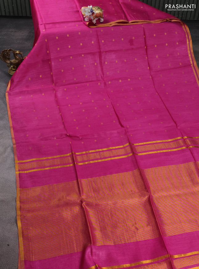Munga tussar silk saree pink with allover zari woven buttas and zari woven border