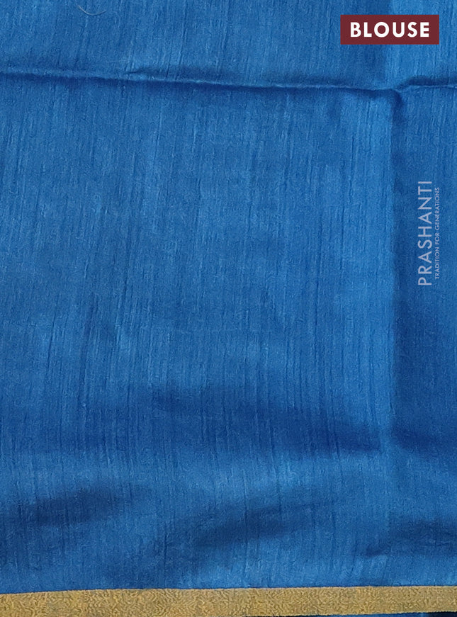 Munga tussar silk saree cs blue with allover zari woven buttas and zari woven border