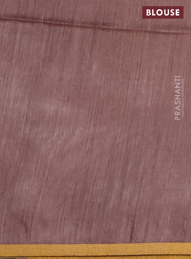 Munga tussar silk saree brown shade with allover zari woven buttas and zari woven border