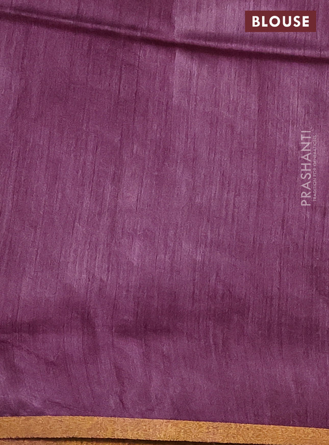 Munga tussar silk saree purple shade with allover zari woven buttas and zari woven border