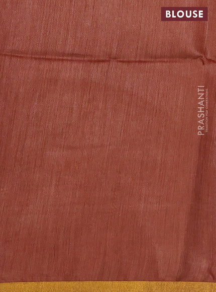 Munga tussar silk saree rust shade with allover zari woven buttas and zari woven border
