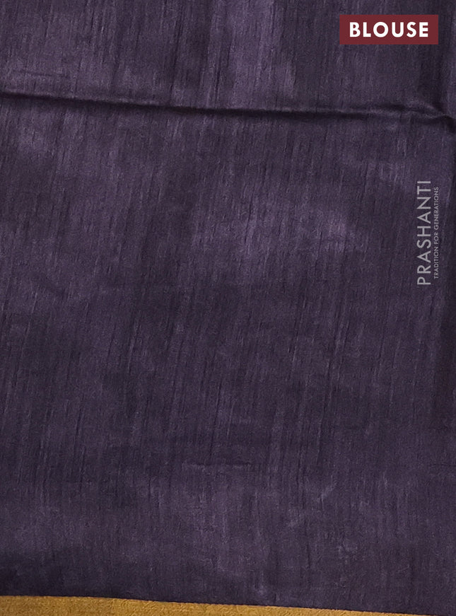 Munga tussar silk saree deep jamun shade with allover zari woven buttas and zari woven border