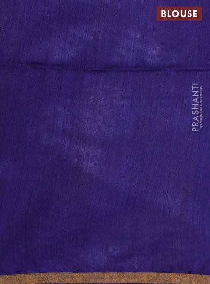Munga tussar silk saree blue with allover zari woven buttas and zari woven border