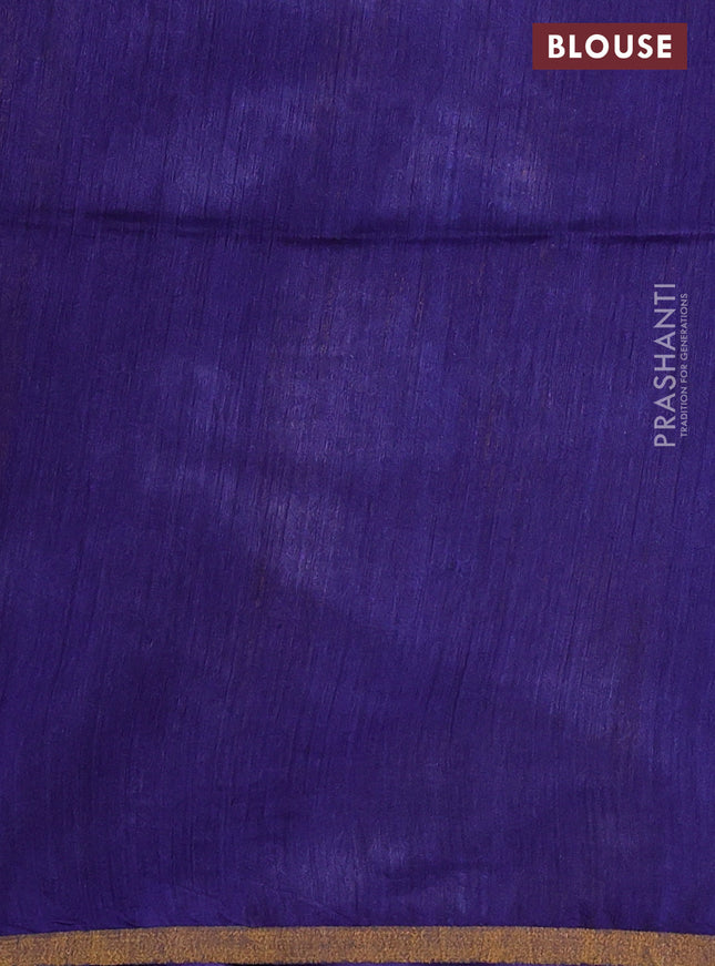 Munga tussar silk saree blue with allover zari woven buttas and zari woven border