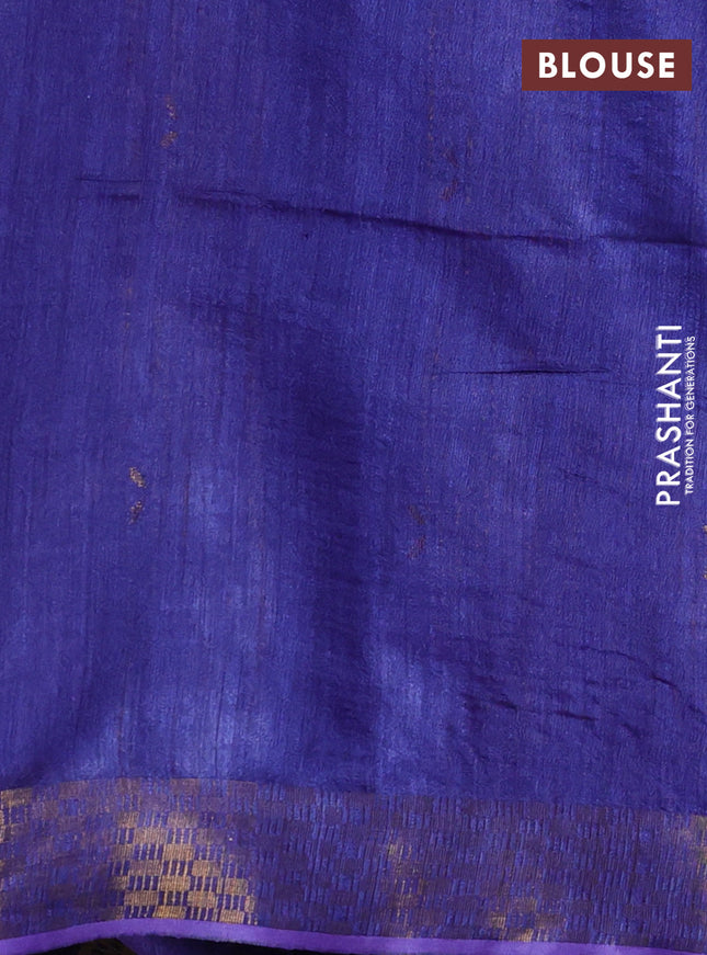 Munga tussar silk saree blue with allover zari woven buttas and zari woven border
