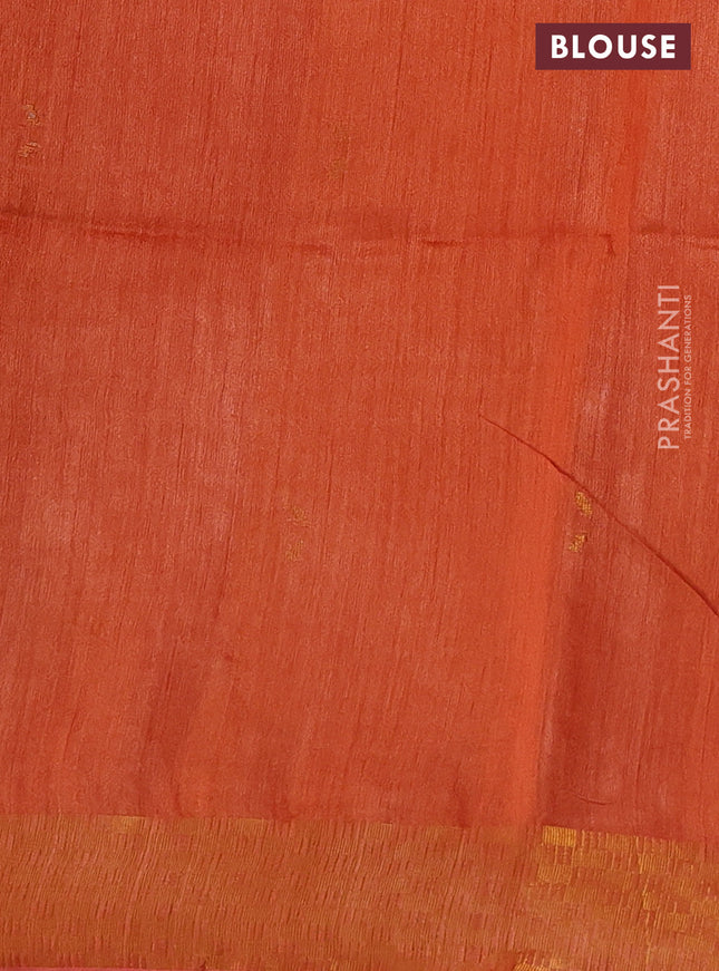 Munga tussar silk saree orange with allover zari woven buttas and zari woven border