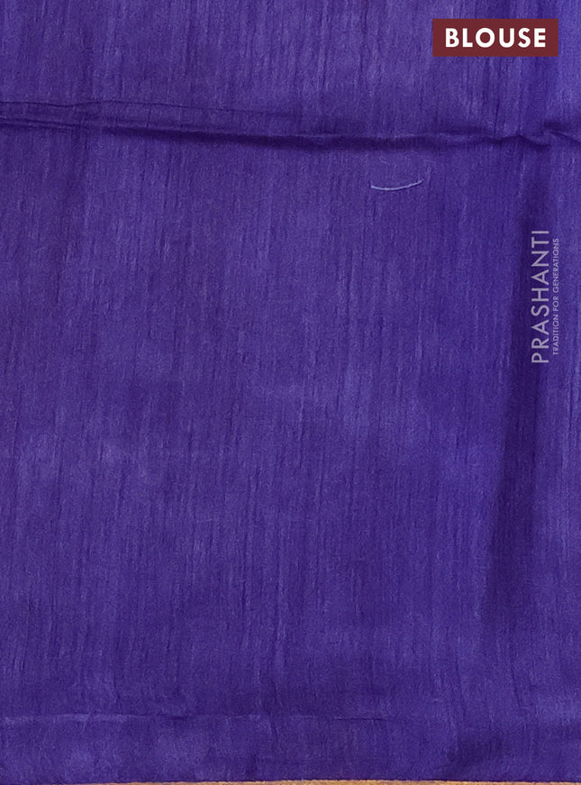 Munga tussar silk saree blue with allover zari woven buttas and zari woven border