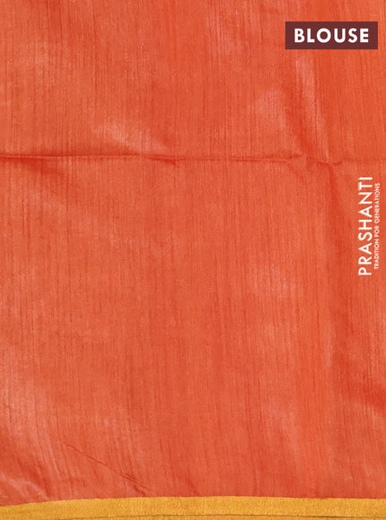Munga tussar silk saree orange with allover zari woven buttas and zari woven border