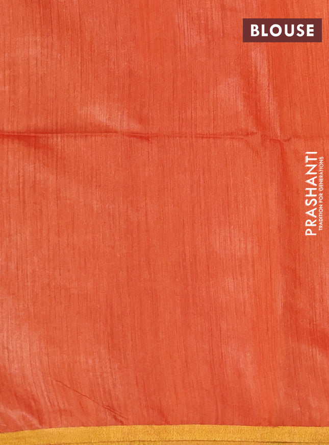 Munga tussar silk saree orange with allover zari woven buttas and zari woven border