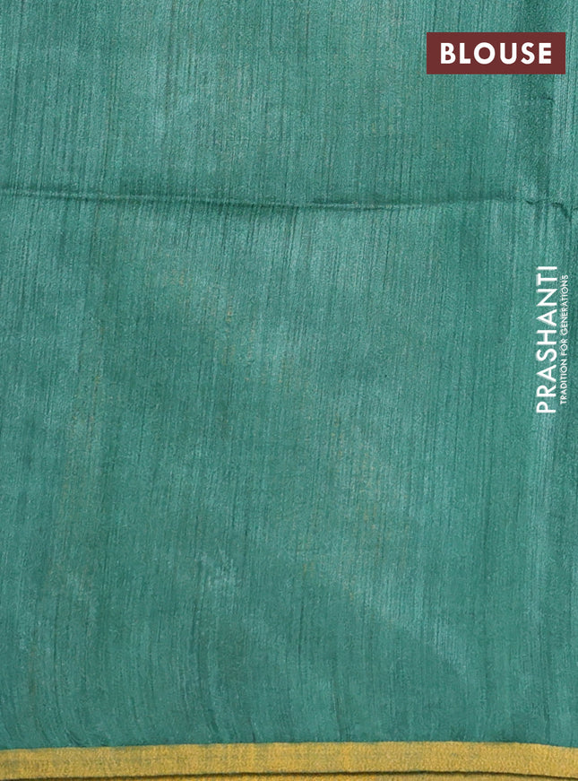 Munga tussar silk saree green with allover zari woven buttas and zari woven border