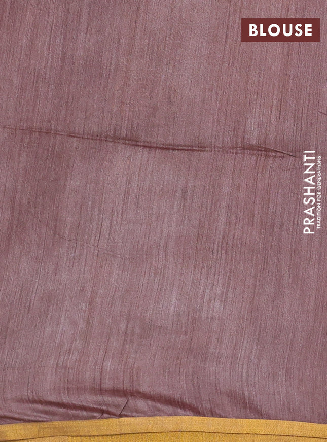 Munga tussar silk saree brown shade with allover zari woven buttas and zari woven border