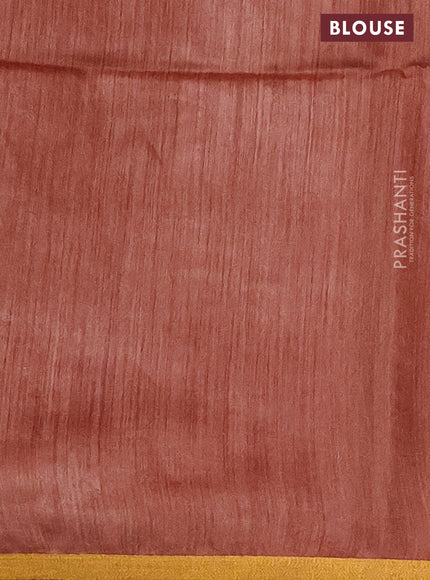 Munga tussar silk saree rust shade with allover zari woven buttas and zari woven border