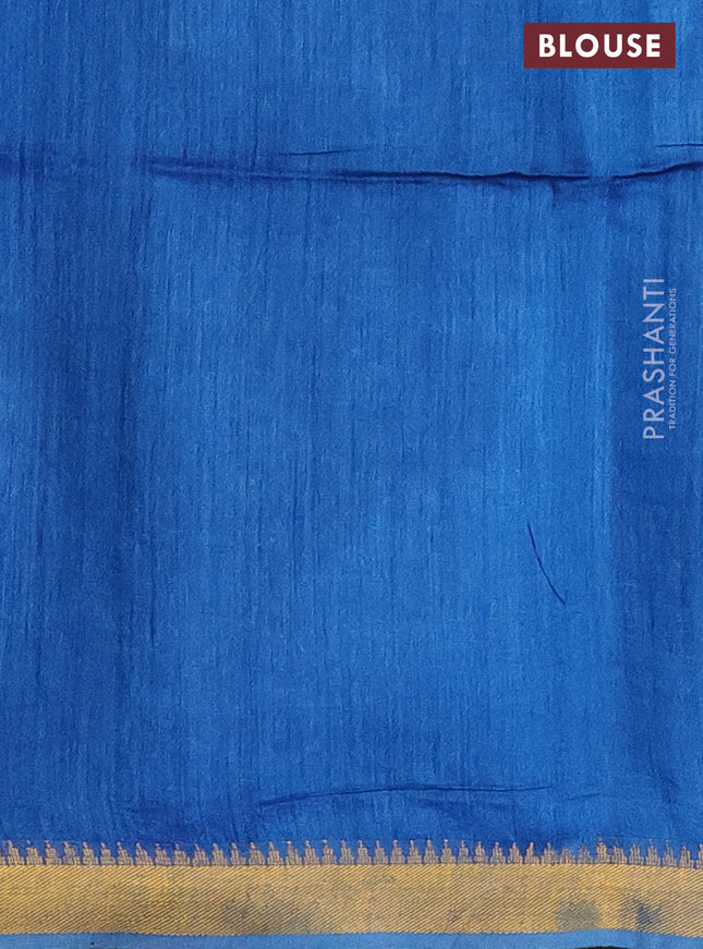 Munga tussar silk saree cs blue with allover zari woven buttas and zari woven border