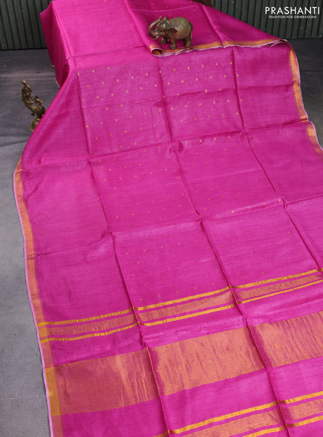 Munga tussar silk saree pink with allover zari woven buttas and zari woven border