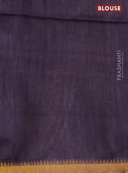 Munga tussar silk saree deep jamun shade with allover zari woven buttas and zari woven border