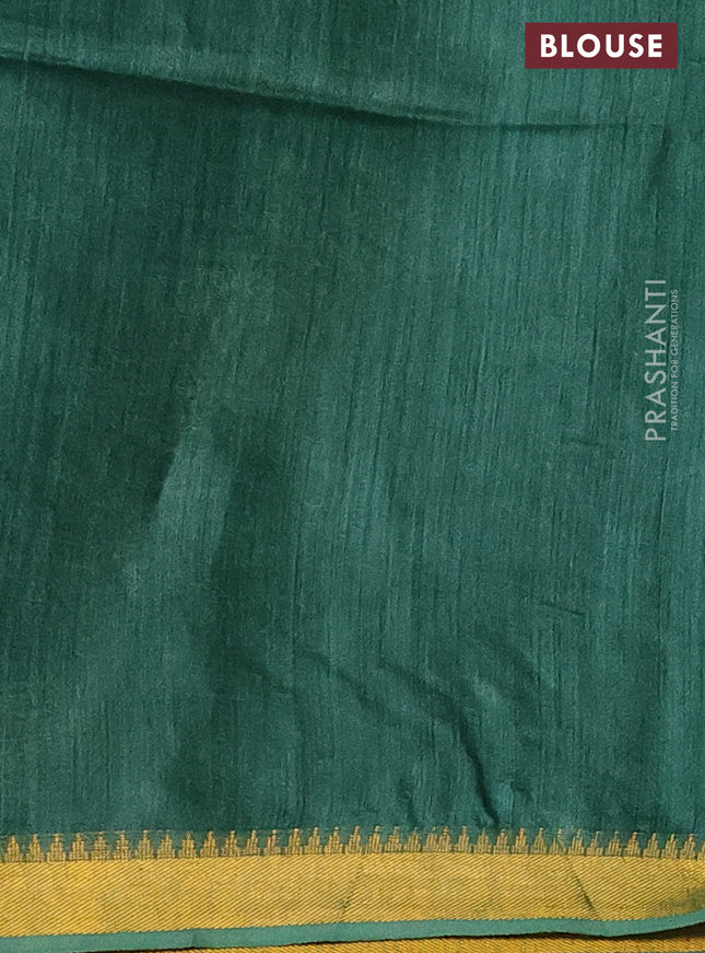 Munga tussar silk saree green with allover zari woven buttas and zari woven border