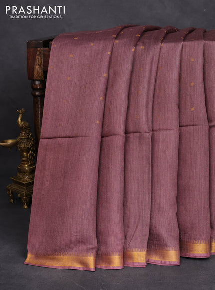 Munga tussar silk saree brown shade with allover zari woven buttas and zari woven border