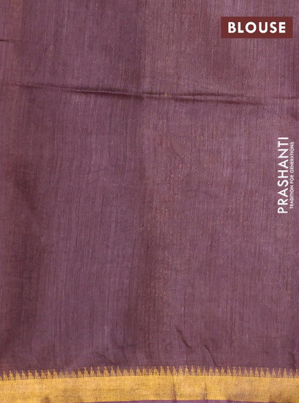 Munga tussar silk saree brown shade with allover zari woven buttas and zari woven border