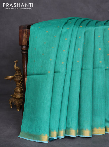 Munga tussar silk saree green with allover zari woven buttas and zari woven border