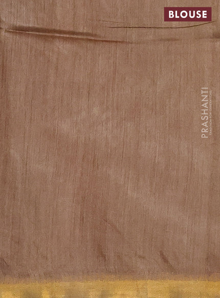 Munga tussar silk saree beige with allover zari woven buttas and zari woven border