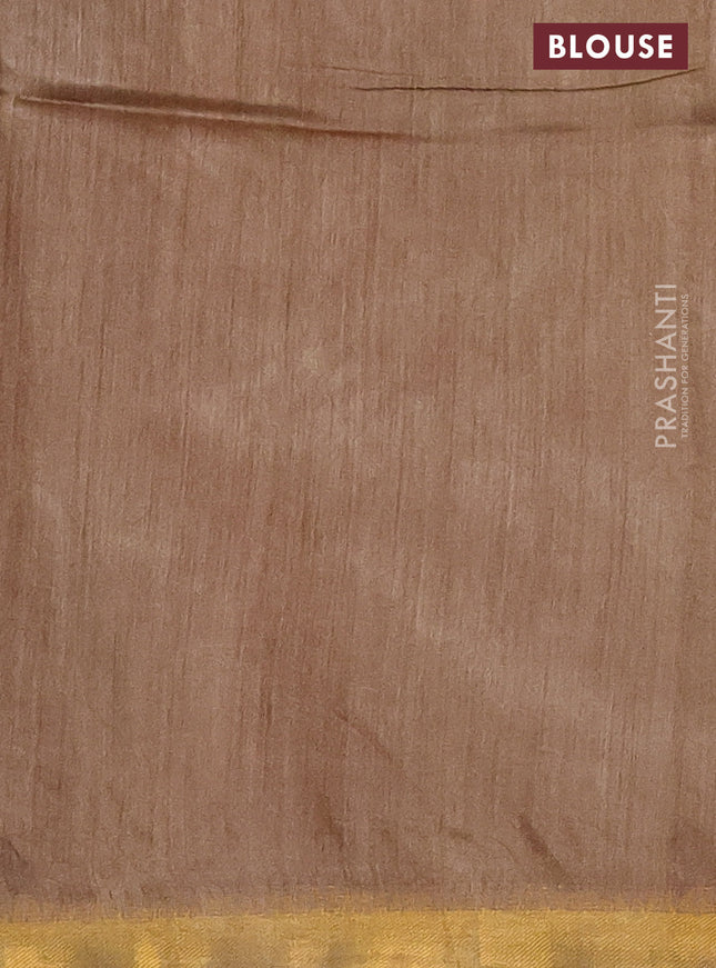 Munga tussar silk saree beige with allover zari woven buttas and zari woven border