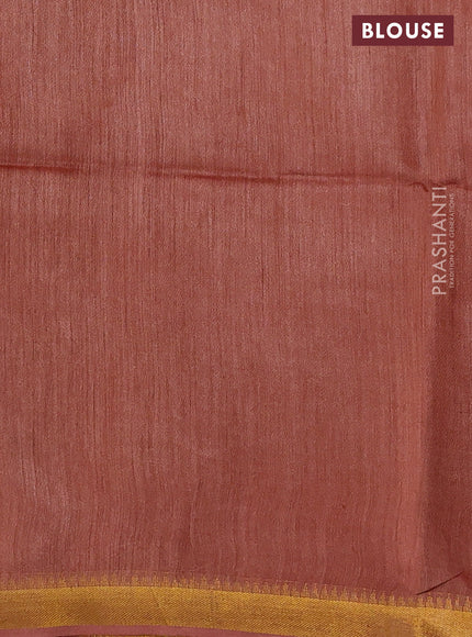 Munga tussar silk saree rust shade with allover zari woven buttas and zari woven border