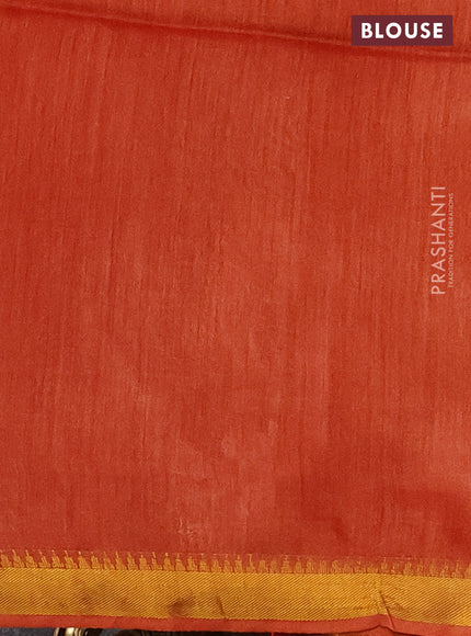 Munga tussar silk saree orange with allover zari woven buttas and zari woven border