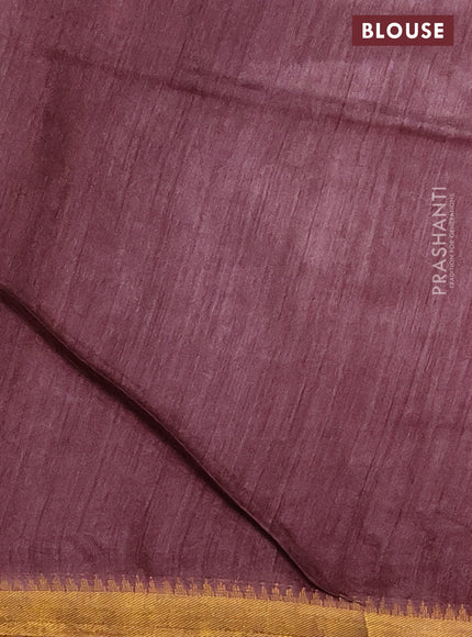 Munga tussar silk saree pastel maroon with allover zari woven buttas and zari woven border