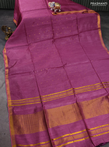 Munga tussar silk saree mauve pink with allover zari woven buttas and zari woven border