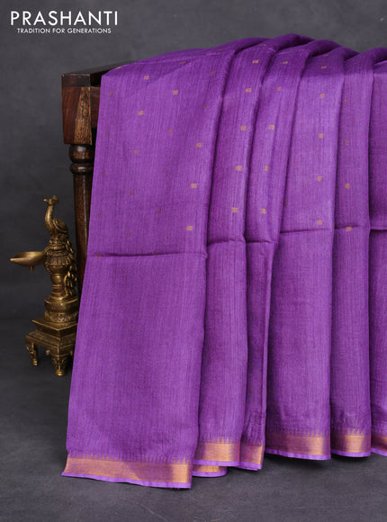 Munga tussar silk saree violet with allover zari woven buttas and zari woven border