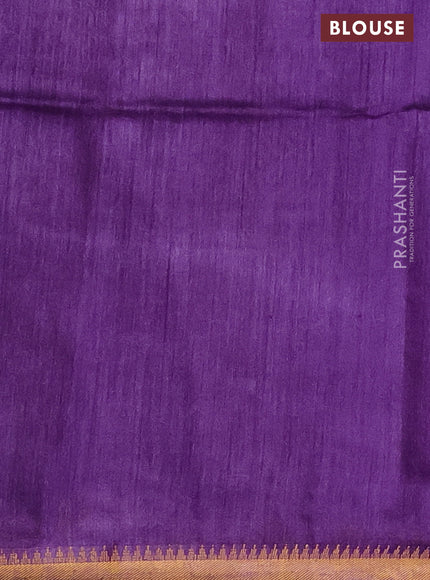 Munga tussar silk saree violet with allover zari woven buttas and zari woven border