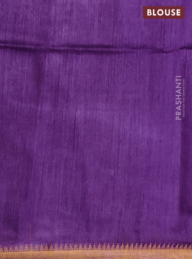 Munga tussar silk saree violet with allover zari woven buttas and zari woven border