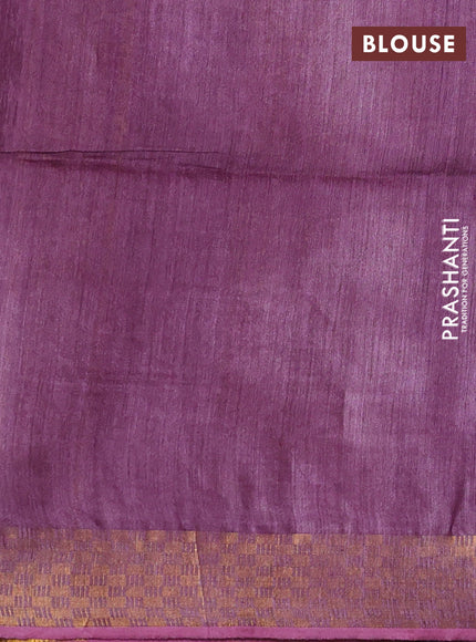 Munga tussar silk saree purple shade with allover zari woven buttas and zari woven border