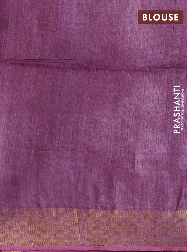 Munga tussar silk saree purple shade with allover zari woven buttas and zari woven border